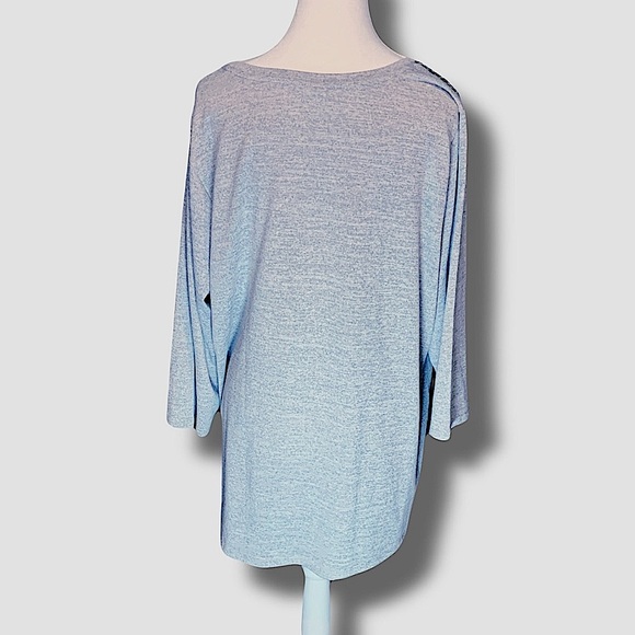 Oversized Soft Gray Leopard Print Graphic Long Sleeve Top Basic Plus size 1X - Picture 4 of 4